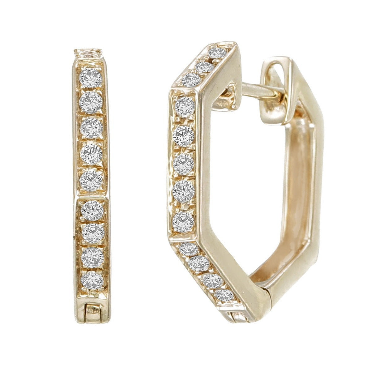 GOLD AND DIAMOND HEXAGONAL HUGGIES