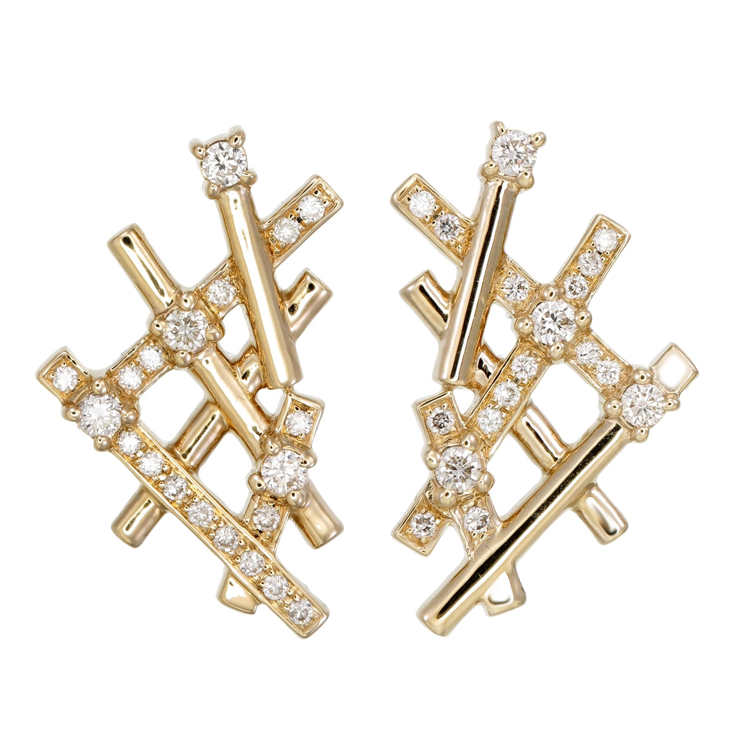GOLD AND DIAMOND LATTICE STUDS
