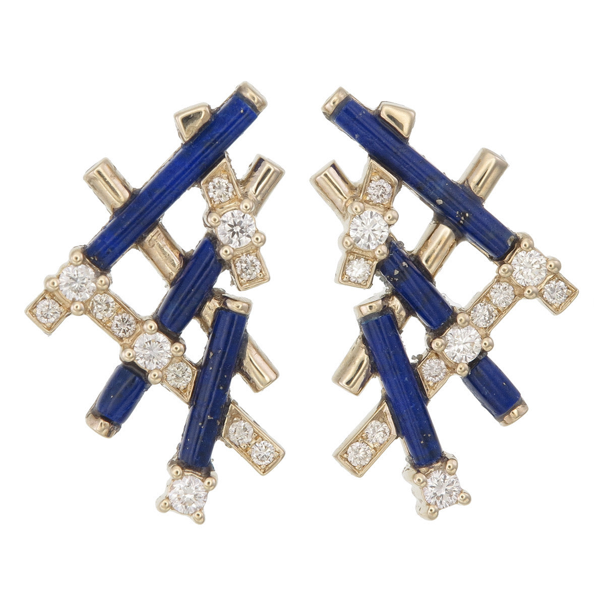 LATTICE GEMSTONE GOLD STUDS