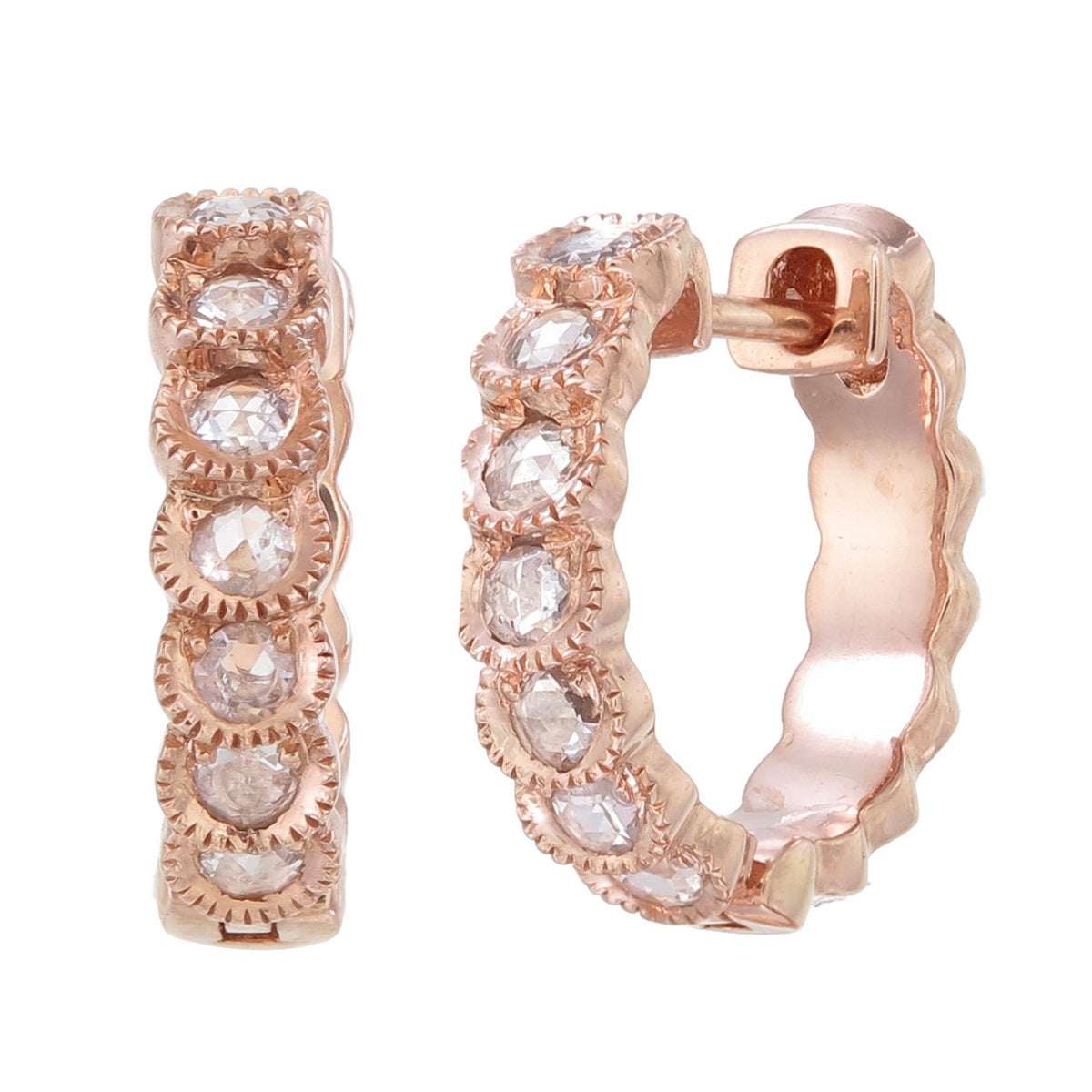 ROSE-CUT DIAMOND AND GOLD HUGGIES