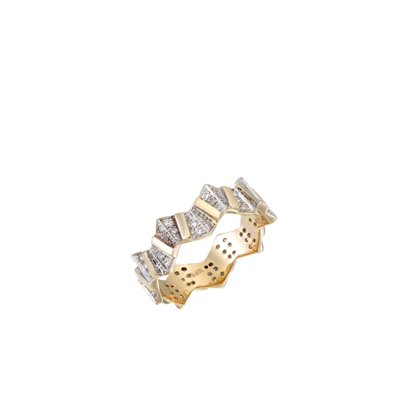 SENSU FAN STACK RING - DIAMOND BAND GOLD BARS