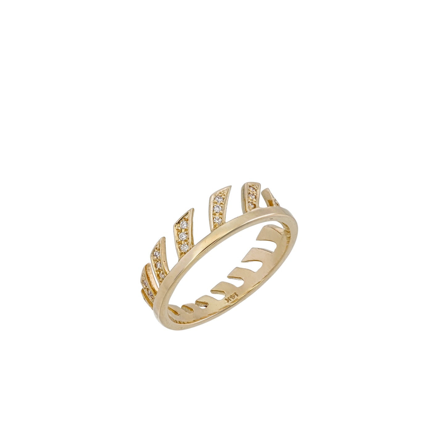 PALM LEAF RING | DIAMOND PALM LEAF WITH GOLD BAND