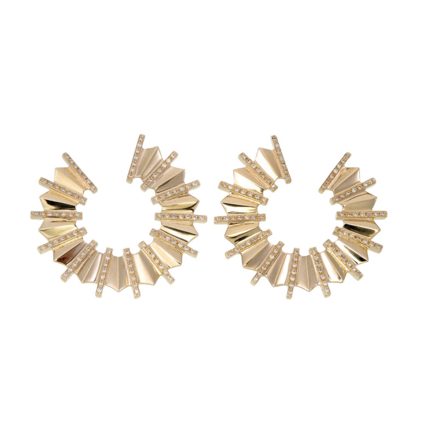 DIAMOND HOOP FAN EARRINGS