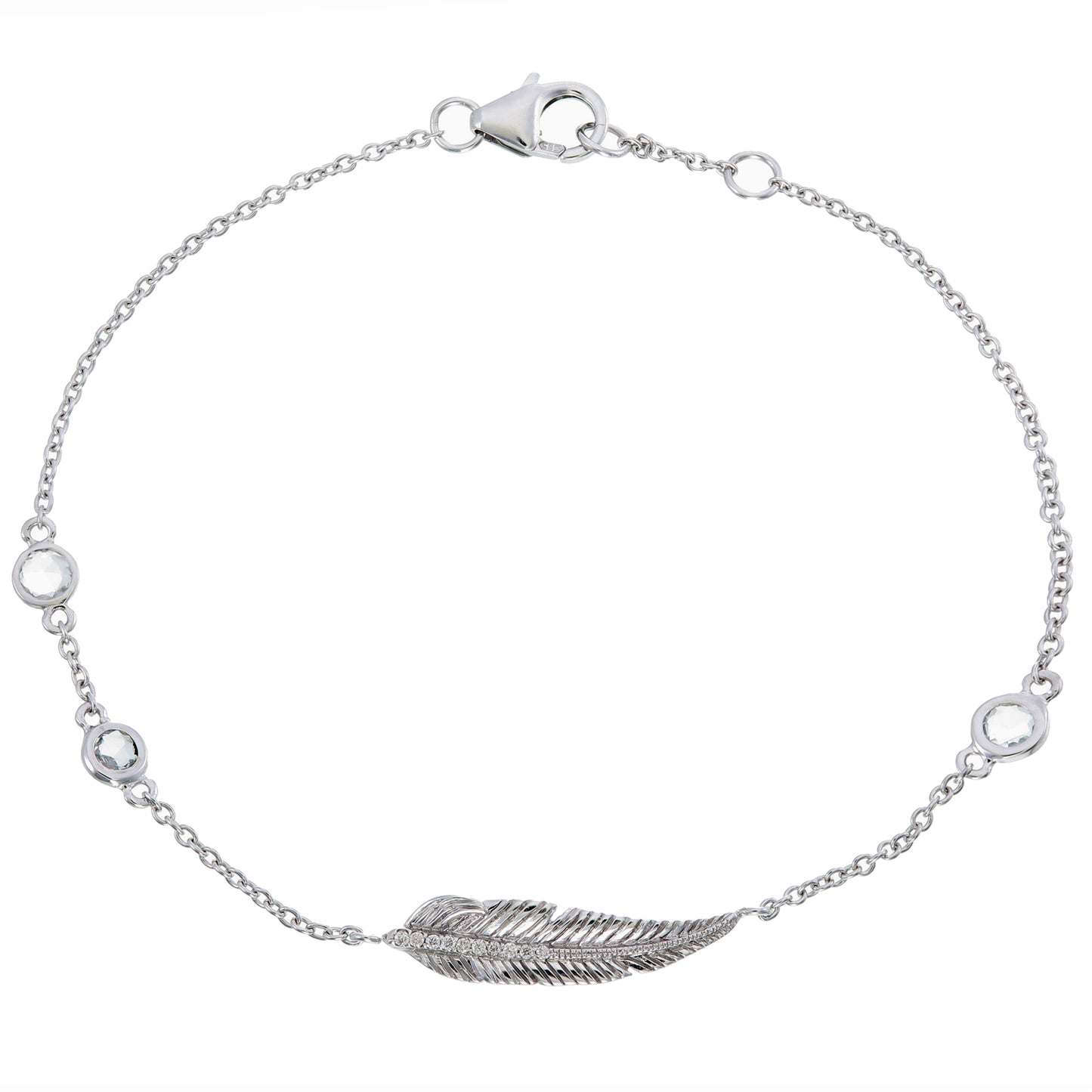 GOLD WITH DIAMOND STEM AND SAPPHIRE FEATHER BRACELET