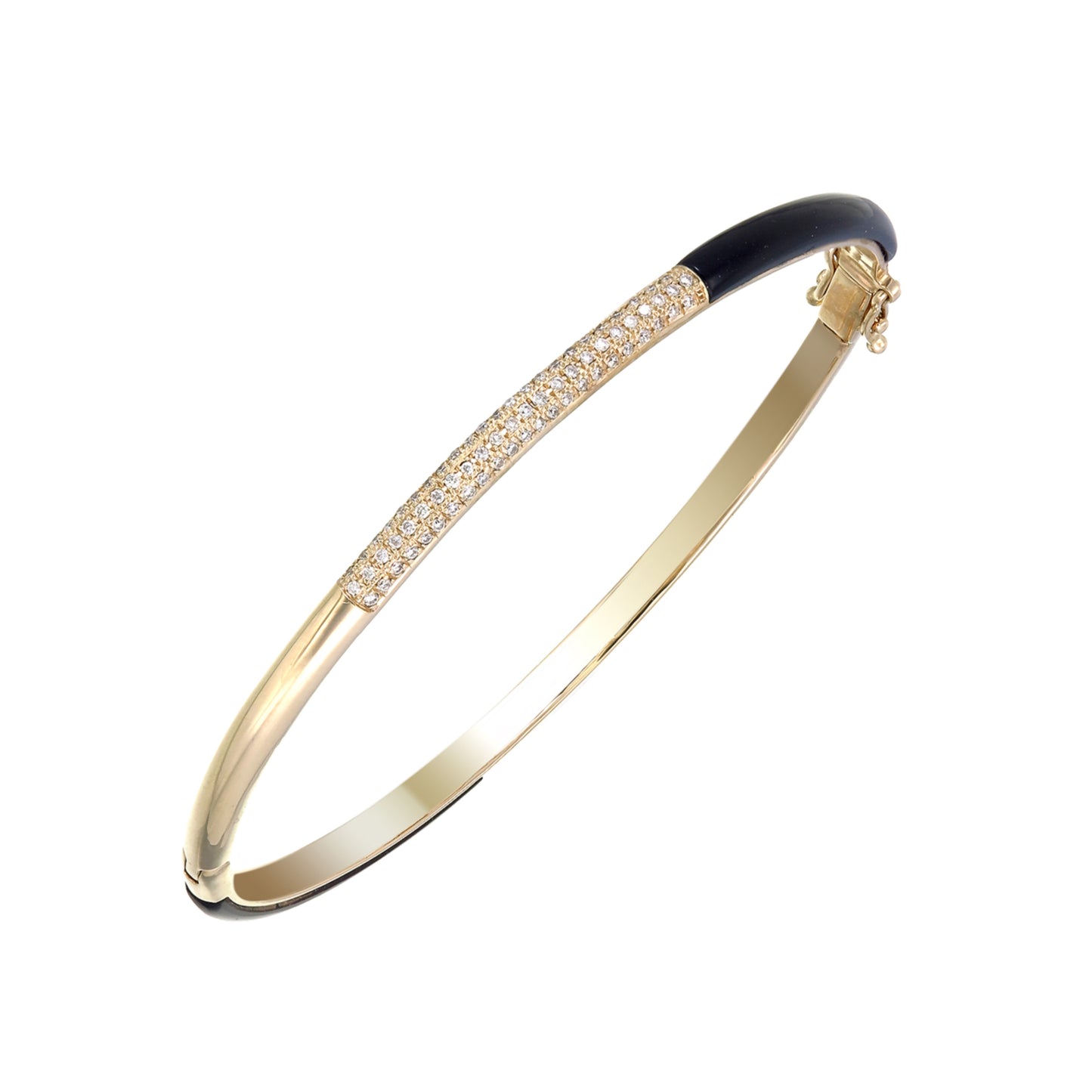 ART DECO ONYX AND DIAMOND OVAL BANGLE