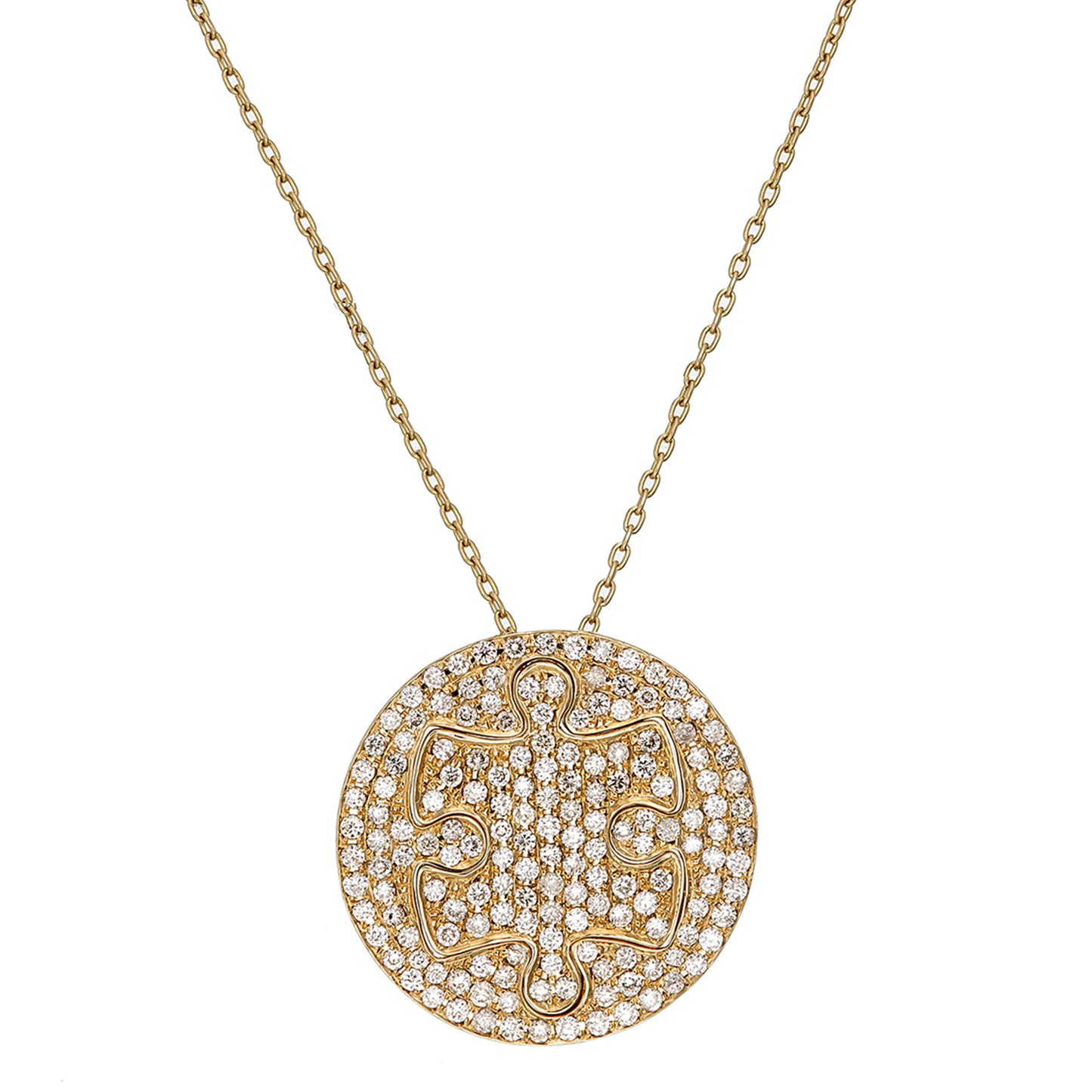 DIAMOND JIGSAW PUZZLE CUT OUT PENDANT SET