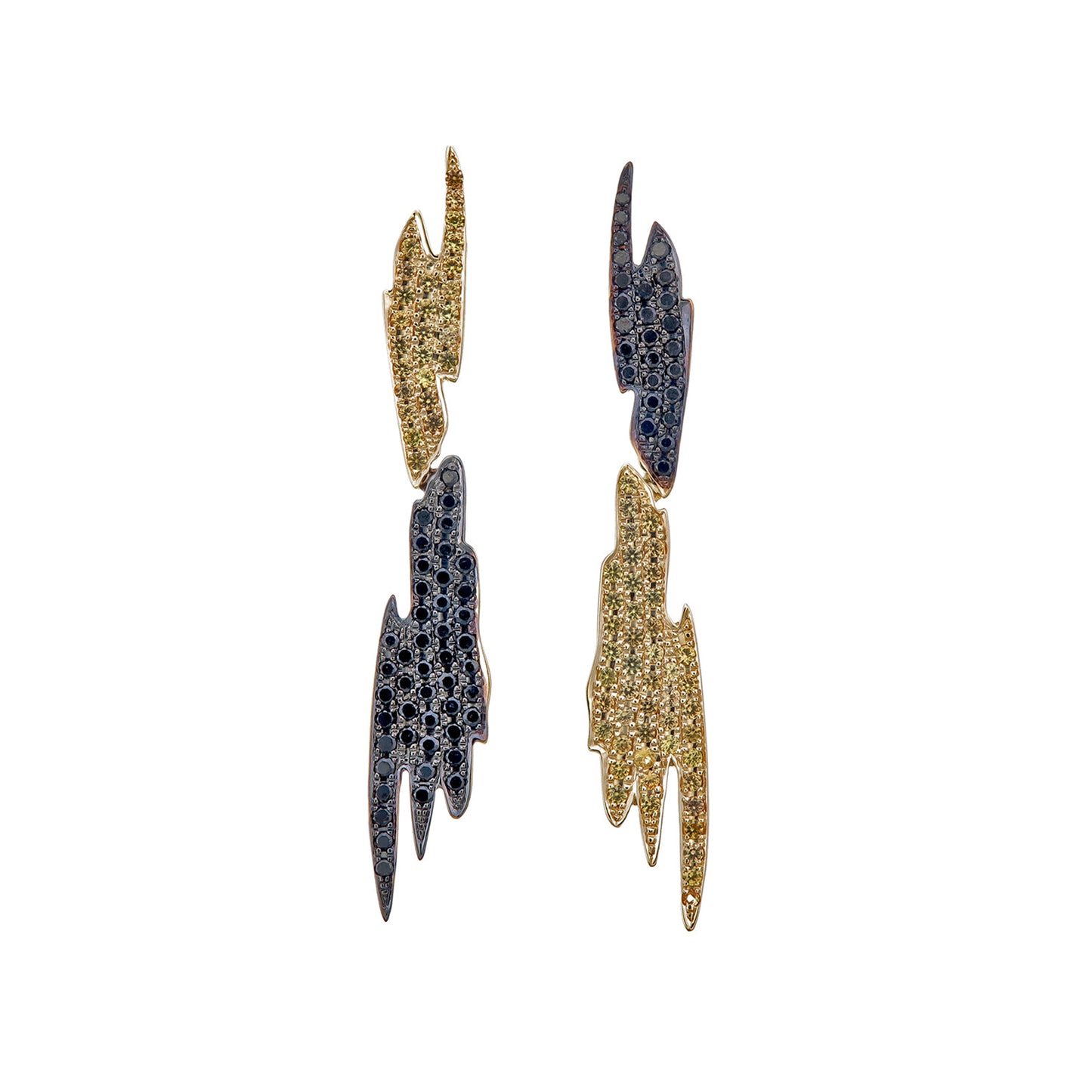 DIAMOND AND SAPPHIRE TIGER SKIN EARRINGS