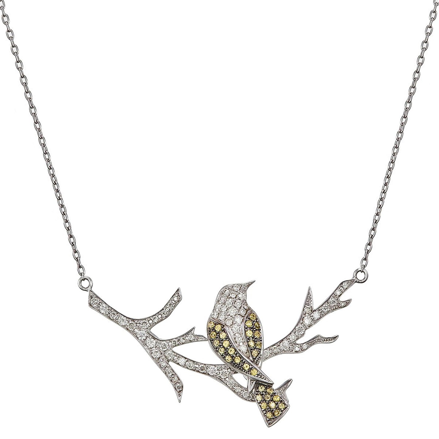 DIAMOND BIRD AND BRANCH PENDANT