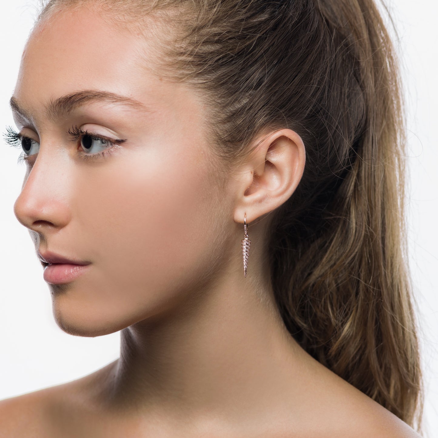 Rose Gold Diamond Horn Earrings