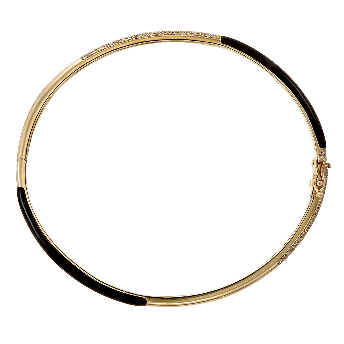 ART DECO ONYX AND DIAMOND OVAL BANGLE