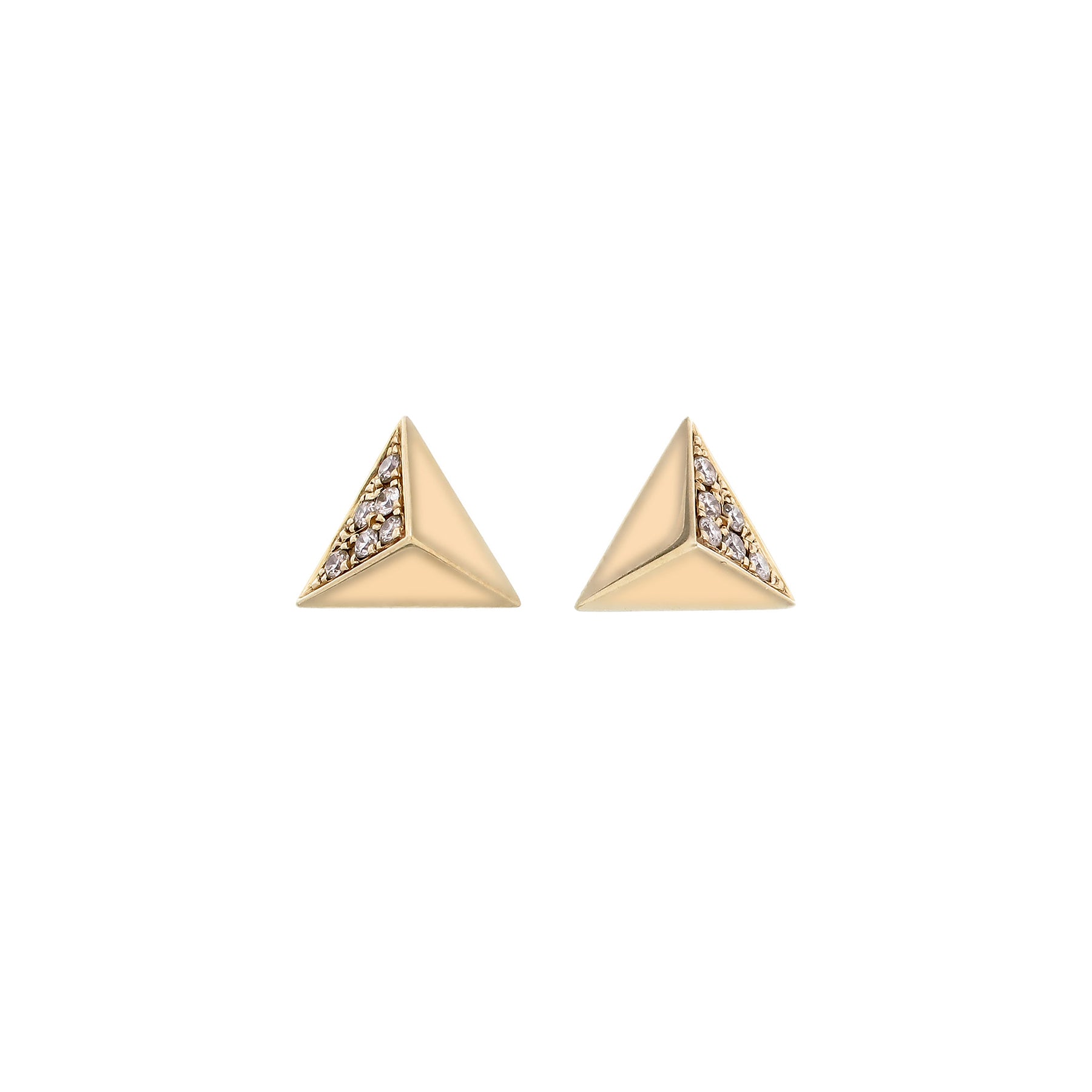 Three-Tone Four Sided Diamond Pyramid Studs