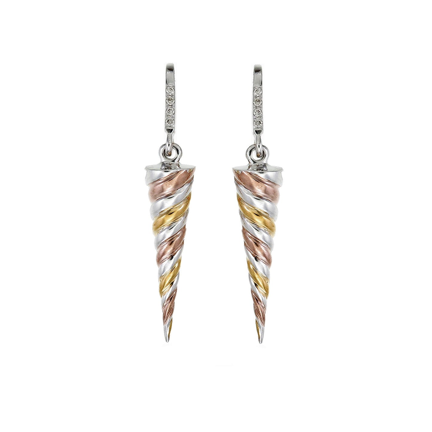 THREE TONE GOLD HORN EARRINGS