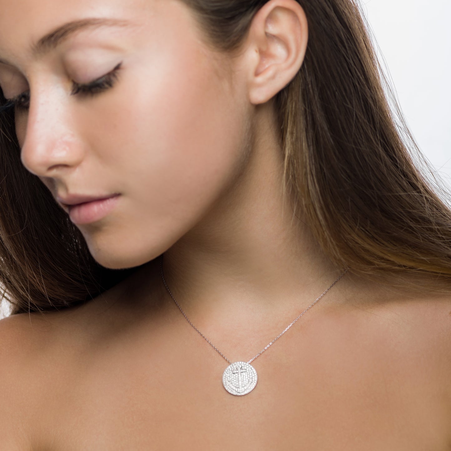 Rose Gold Diamond Anchor Pendant Set