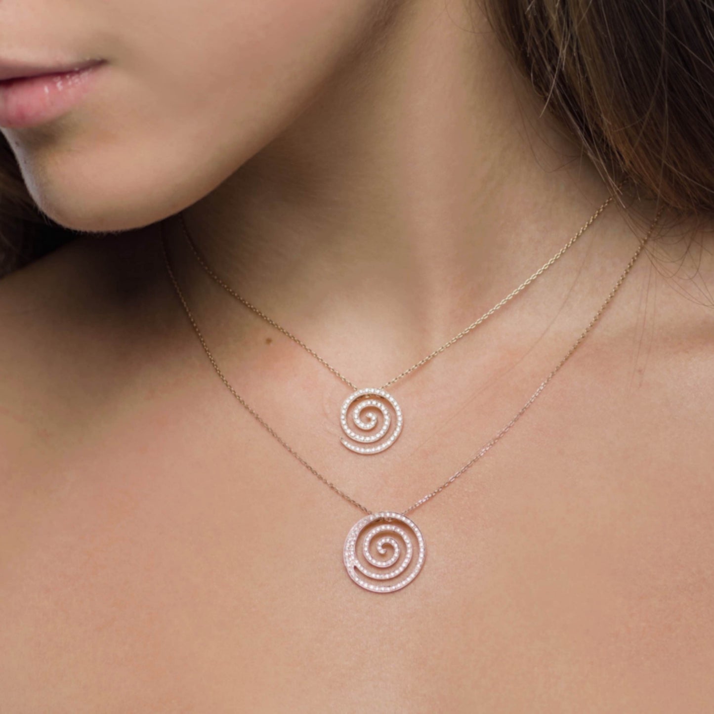 Oxidized White Gold Diamond Chakra Pendant Set