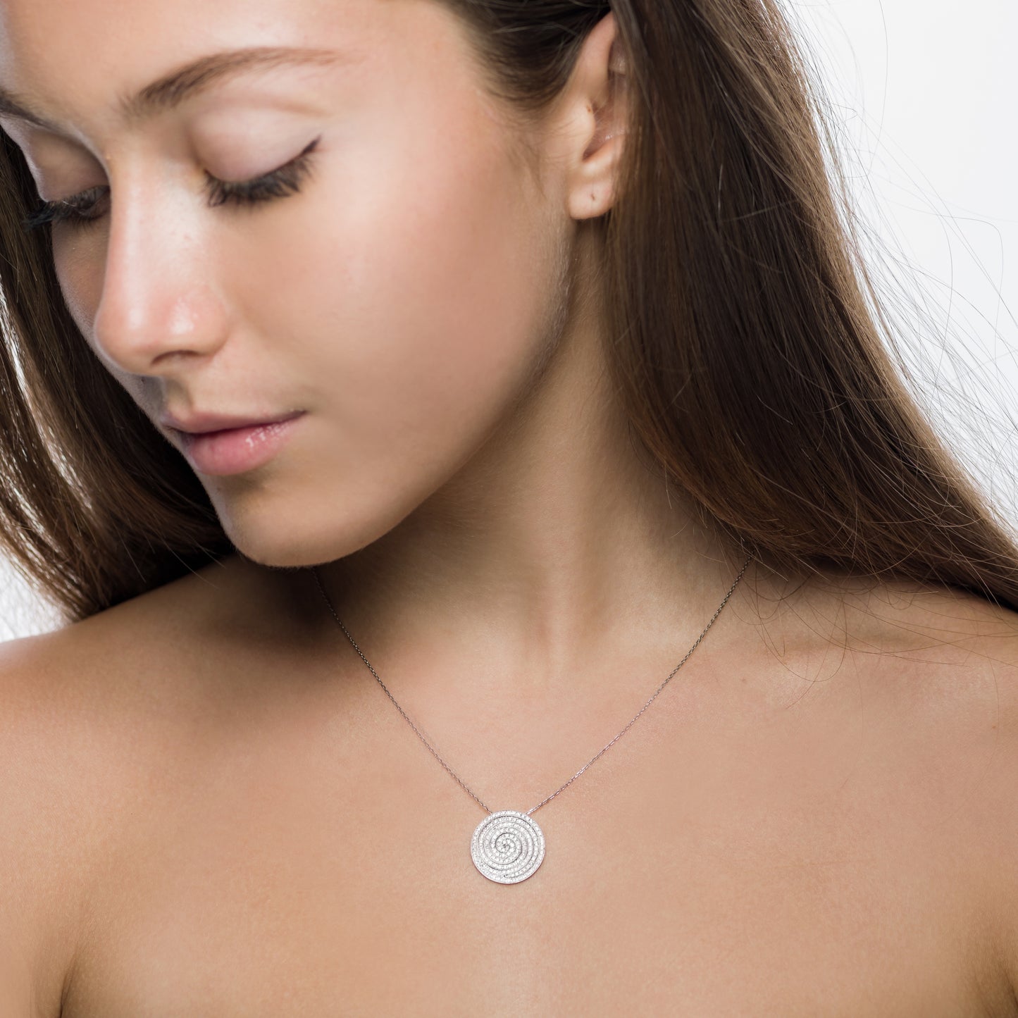 White Gold Diamond Chakra Pendant Set