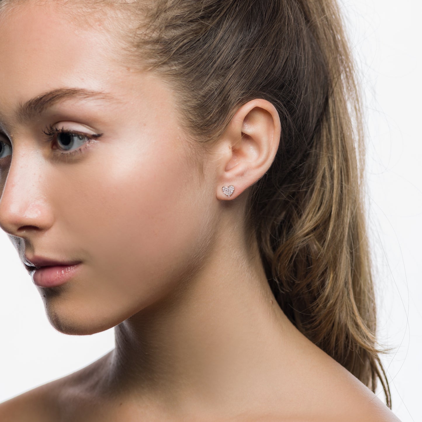 White Gold Diamond Heart Studs