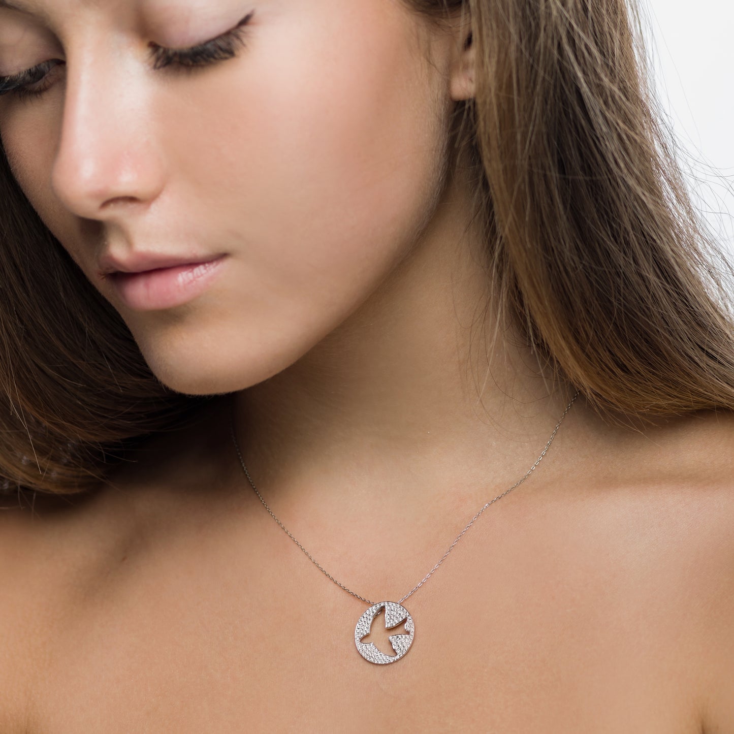 Yellow Gold Diamond Dove Cut Out Pendant