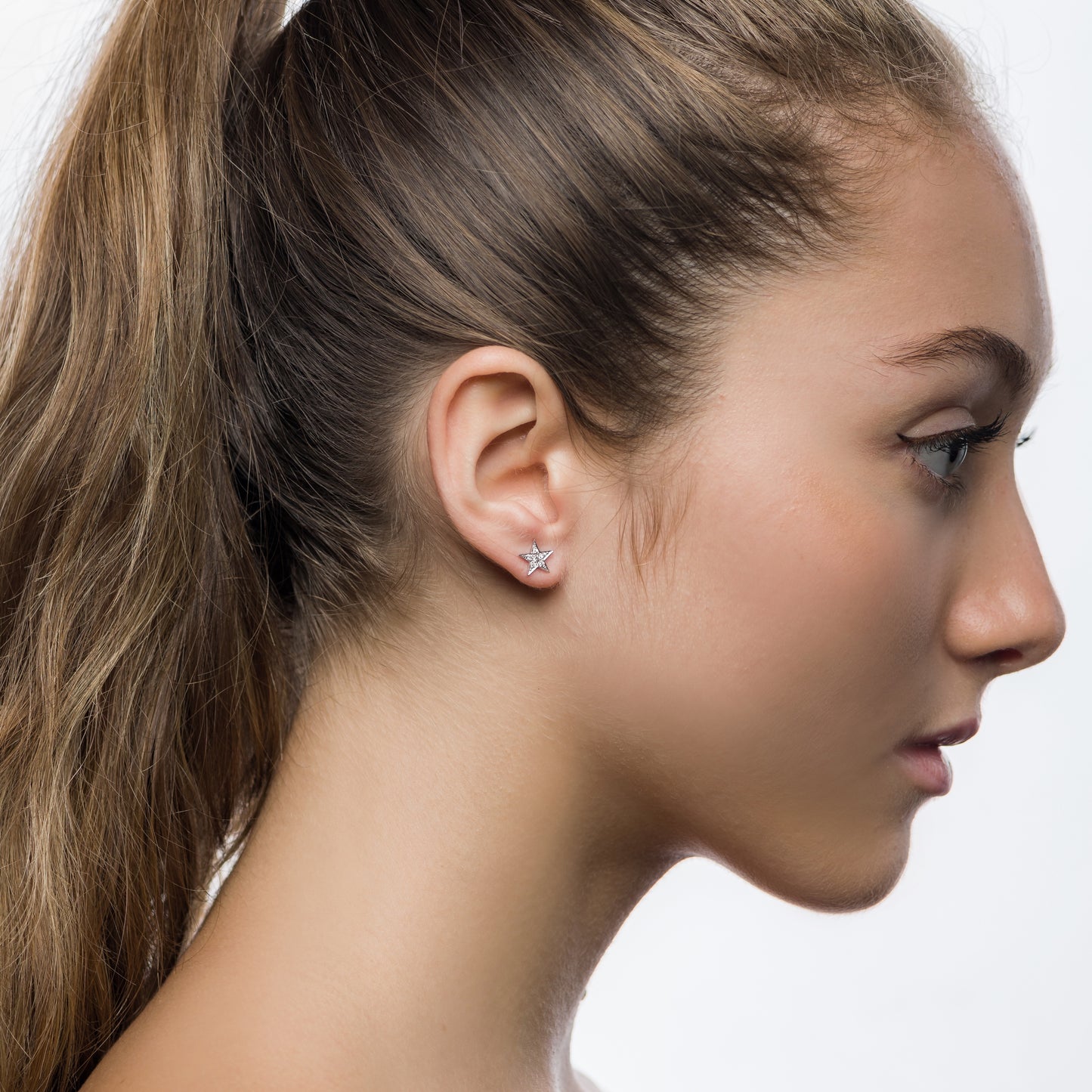 Rose Gold Small Diamond Star Studs