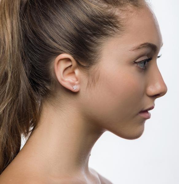 Rose Gold Small Diamond Starburst Studs