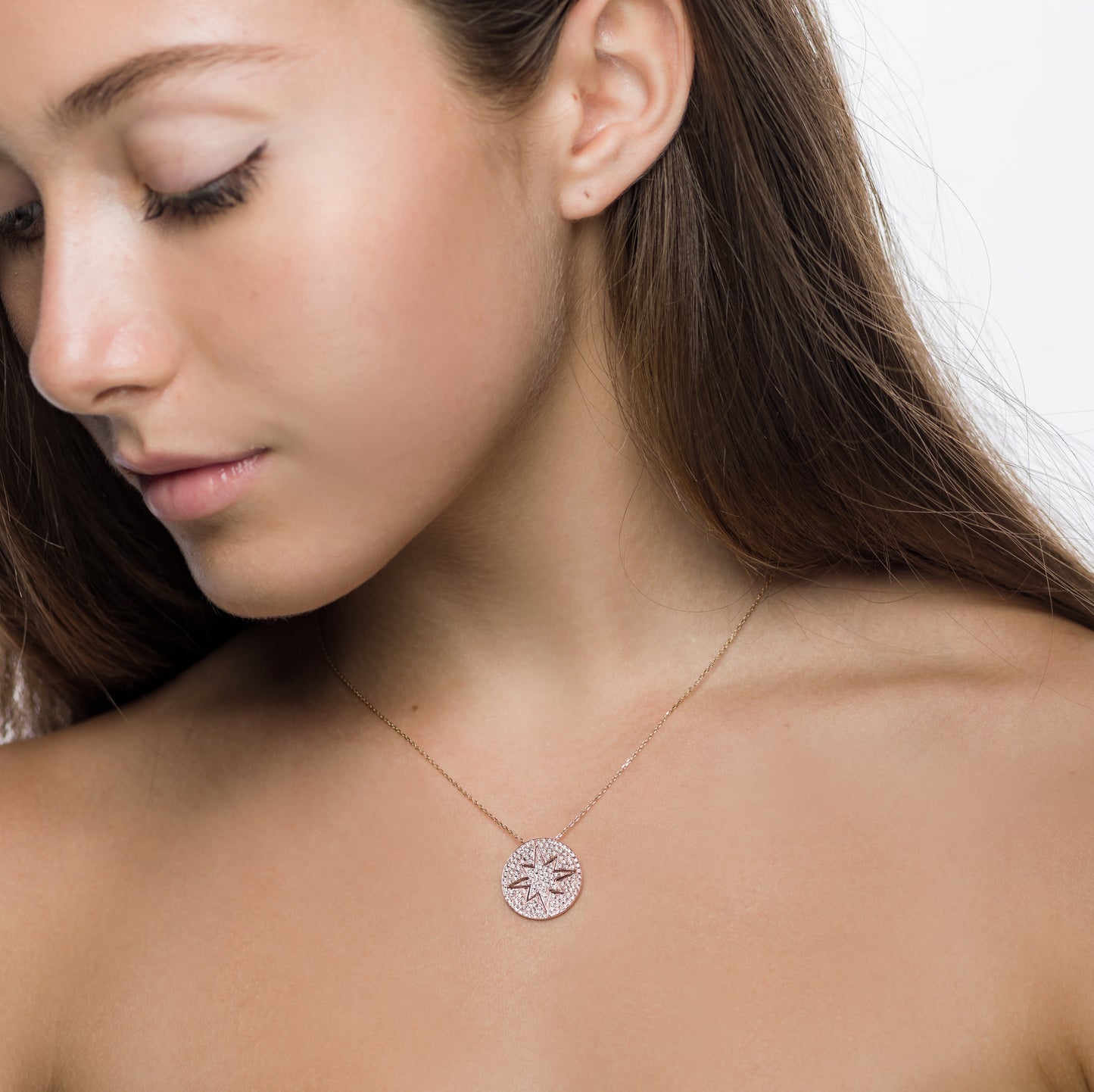 White Gold Starburst Pendant Set