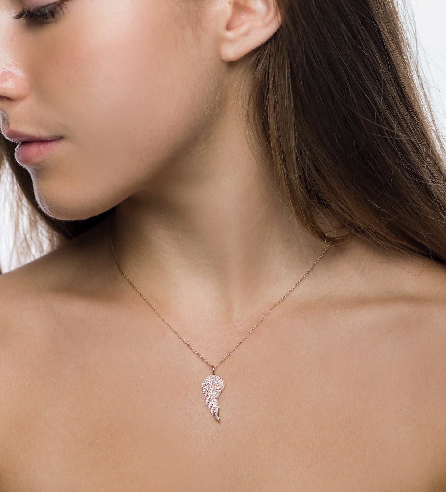 Rose Gold Diamond Wing Pendant