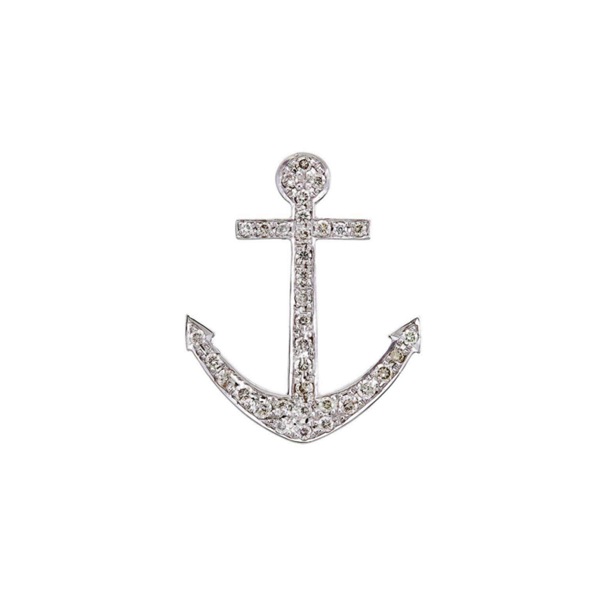 White Gold Diamond Anchor Pendant