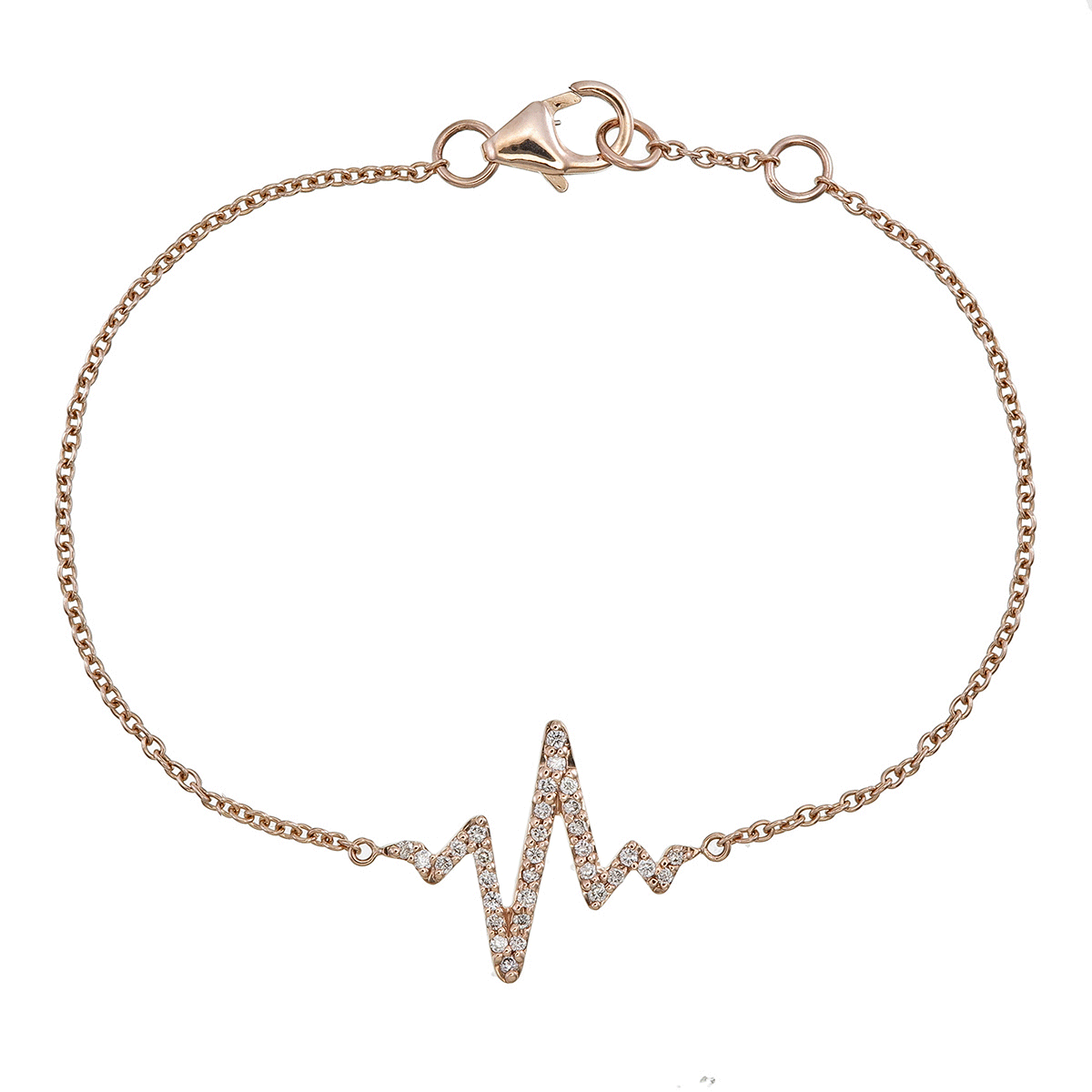 Rose Gold Diamond Heartbeat Bracelet