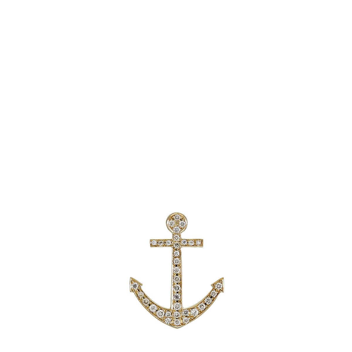 Yellow Gold Diamond Anchor Pendant