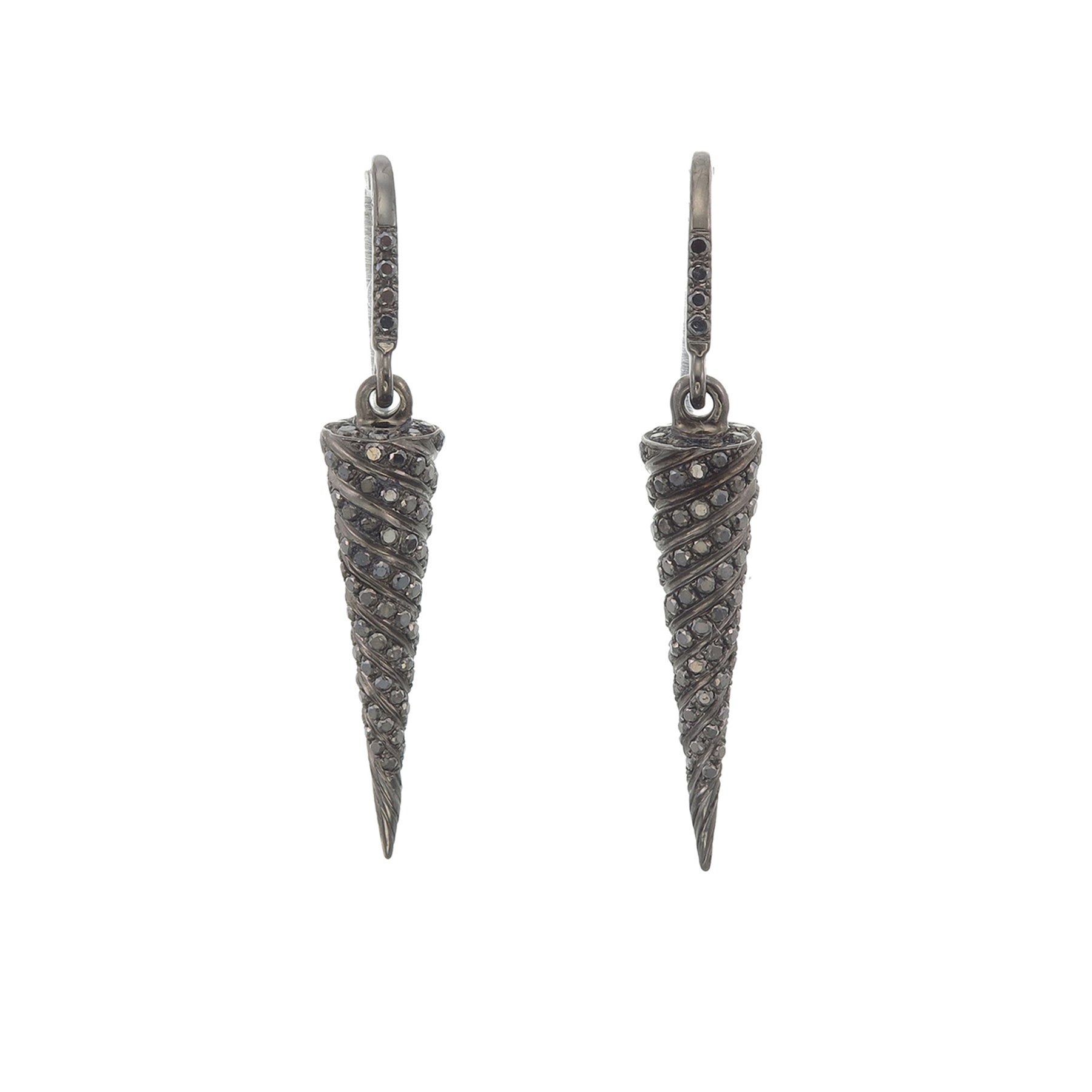 Oxidized Gold and Black Diamond Horn Earrings | Ankha Jewellery