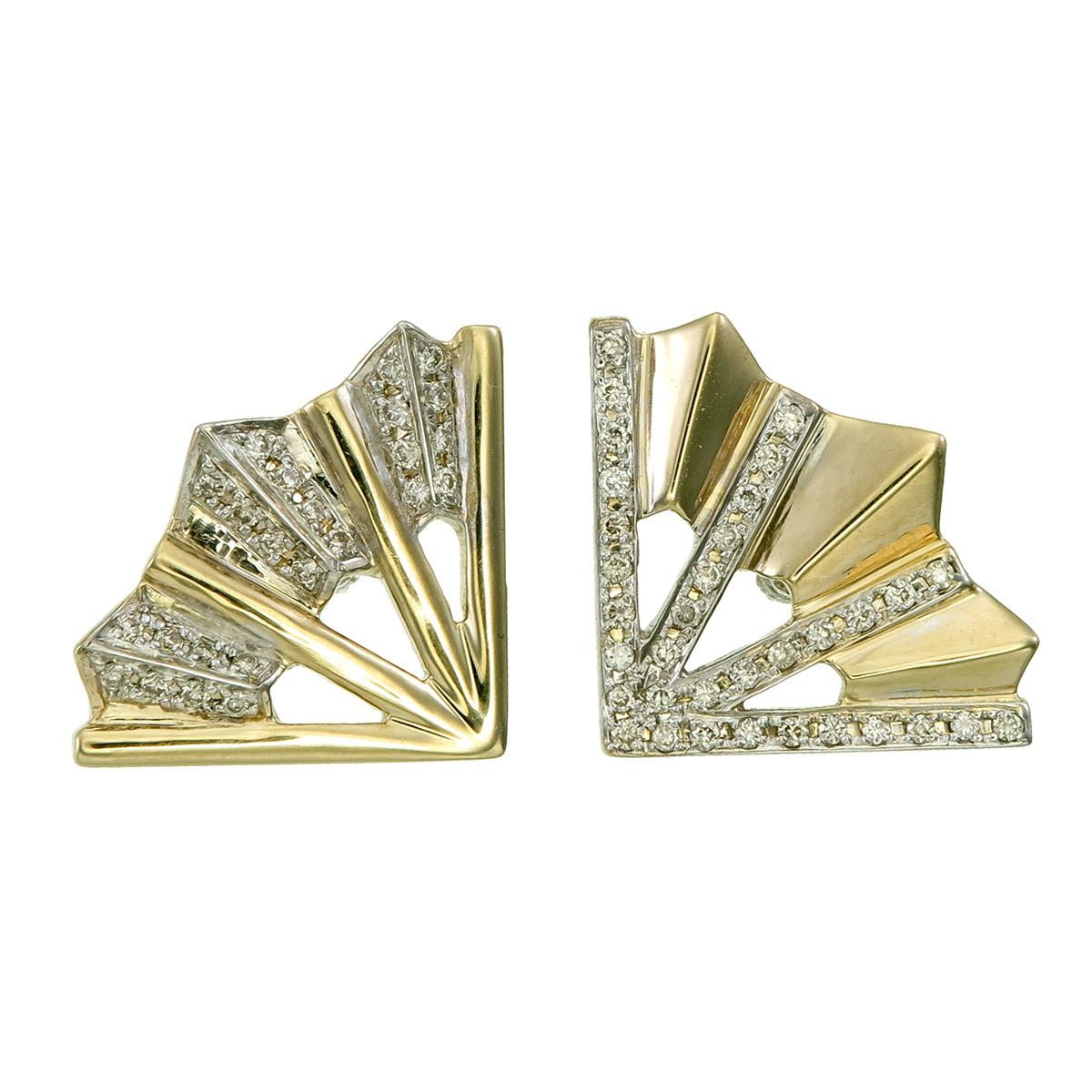 Mismatched Diamond Fan Earrings