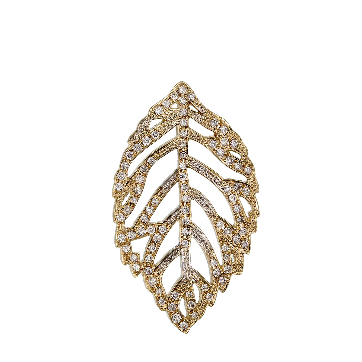 Yellow Gold Diamond Leaf Pendant